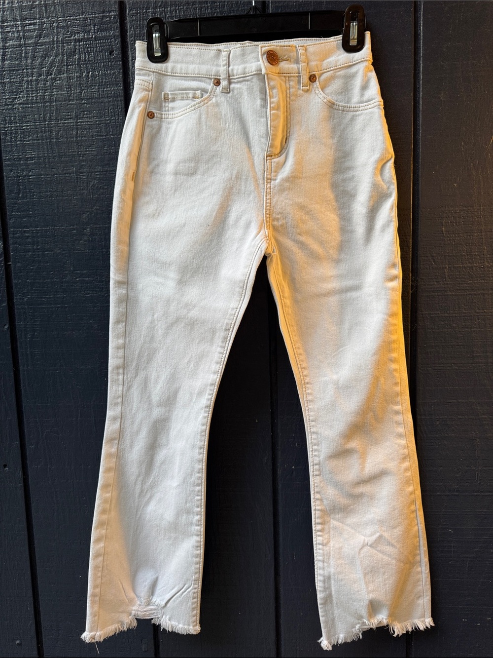 LOFT High-Rise Women's White Raw-Hem Jeans